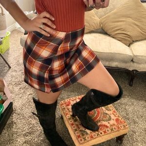 Nectar Red Burgundy Plaid Mini Skirt